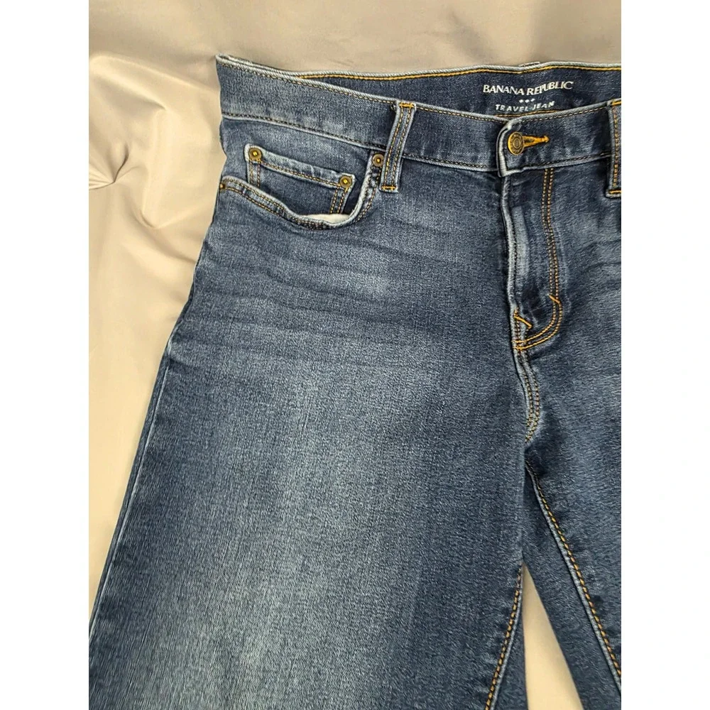 Banana Republic Travel Jeans Mens 33x34 Slim Fit Blue Denim Stretch Pants